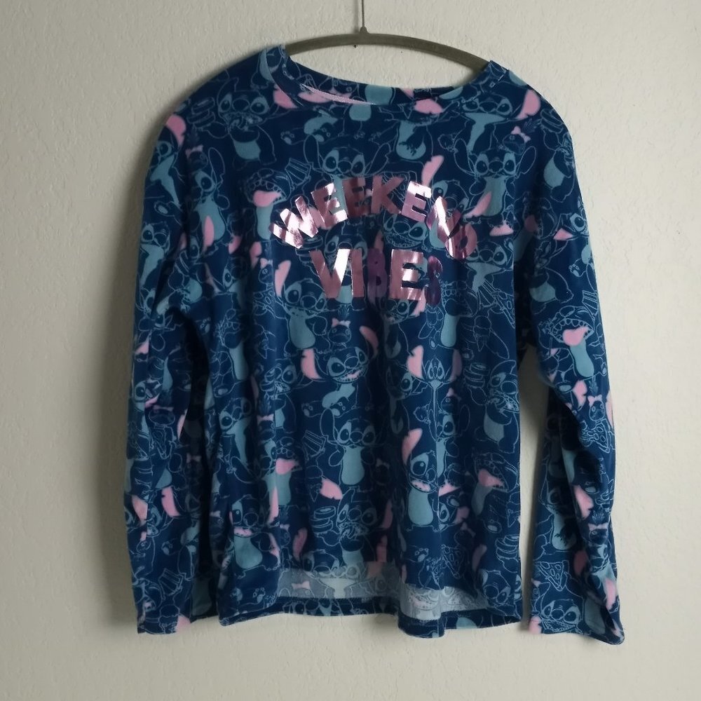 Disney Stitch Shirt Pajama Top Size 8-10 Weekend Vibes Graphic Lilo & Stitch